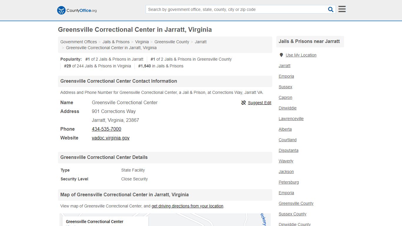 Greensville Correctional Center - Jarratt, VA (Address and Phone)